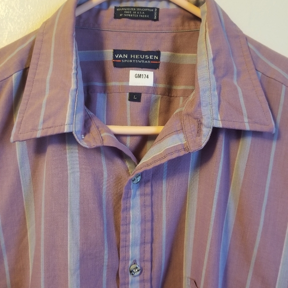 SOLD- Van Huesen Lavender and Blue Striped Button Down - Picture 8 of 8